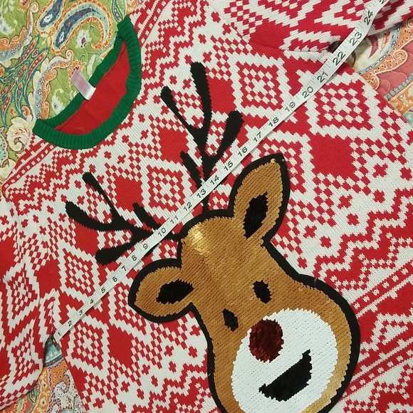 Rudy Reindeer W/Sequins UGLY Christmas Sweater - Picture 7 of 8